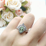 Two Piece Pear Teardrop Natural Stone Ring