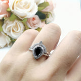 Two Piece Pear Teardrop Natural Stone Ring