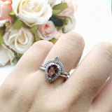 Two Piece Pear Teardrop Natural Stone Ring
