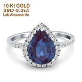 Pear Teardrop Halo Natural Diamond Ring