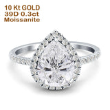 Pear Teardrop Halo Natural Diamond Ring