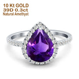Pear Teardrop Halo Natural Diamond Ring