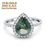 Pear Teardrop Halo Natural Diamond Ring