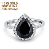 Pear Teardrop Halo Natural Diamond Ring