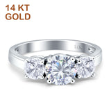 Three Stone Round Cubic Zirconia Gold Ring