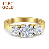Three Stone Round Cubic Zirconia Gold Ring