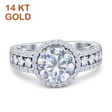 Round Halo Bridal Gold Ring
