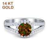 Three Stone Round CZ Gold Ring