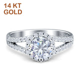 Three Stone Round CZ Gold Ring