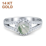 Round Halo Split Shank Gold Ring