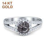 Round Halo Split Shank Gold Ring