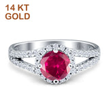 Three Stone Round CZ Gold Ring