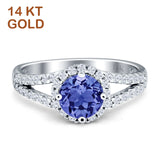 Three Stone Round CZ Gold Ring
