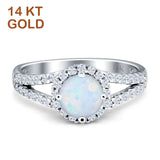 Three Stone Round CZ Gold Ring