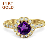 Round Floral Vintage Style Gold Ring