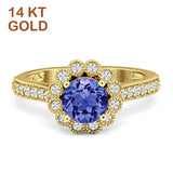 Round Flower Vintage Style Gold Ring