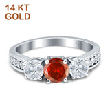 Three Stone Round CZ Gold Ring