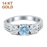 Three Stone Round Gold Ring