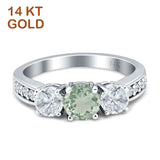 Three Stone Round Gold Ring