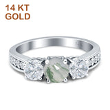 Three Stone Round Gold Ring