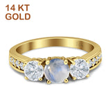 Three Stone Round Gold Ring