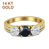 Three Stone Round Gold Ring