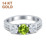Three Stone Round CZ Gold Ring