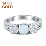 Three Stone Round CZ Gold Ring