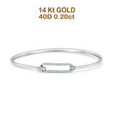 14K Gold 7" Open 5.8mm Rectangle Bangle Bracelet Round Natural Diamond