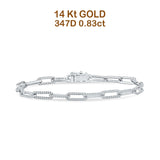 14K Gold 4mm Paperclip Bracelet Interlock Round Natural Diamond