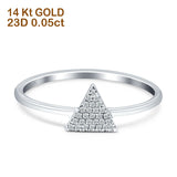 Triangular Band 6mm Cluster Natural Diamond Ring 14K Gold