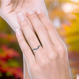 Half Eternity Cubic Zirconia Chevron Ring Wedding Band 925 Sterling Silver