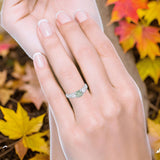 Three Stone Art Deco Round Natural Stone Ring