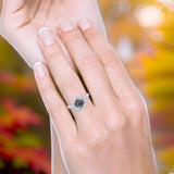 Vintage Style Round Natural Stone Halo Ring