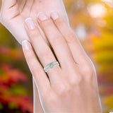 Art Deco Round Natural Stone Wedding Set Ring