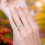 Art Deco Round Natural Stone Wedding Set Ring