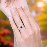 Art Deco Round Natural Stone Wedding Set Ring