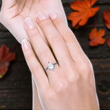 Teardrop Art Deco Pear Wedding Engagement Ring Round CZ 925 Sterling Silver