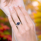Two Piece Round Natural Stone Chevron Ring