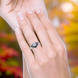 Two Piece Round Natural Stone Chevron Ring