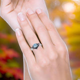 Two Piece Round Natural Stone Chevron Ring