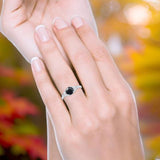 Art Deco Round Natural Stone Leaf Style Ring