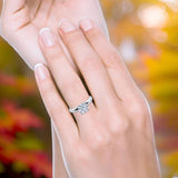  Round Natural Stone Solitaire Cathedral Ring