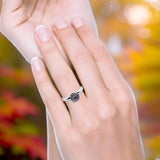 Round Natural Stone Solitaire Cathedral Ring
