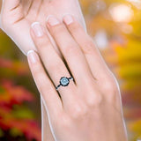 Art Deco Round Natural Stone Floral Ring