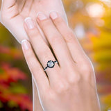 Art Deco Round Natural Stone Floral Ring