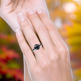 Art Deco Round Natural Stone Floral Ring