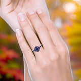 Art Deco Round Natural Stone Floral Ring