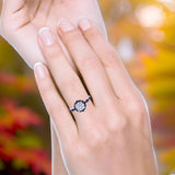 Art Deco Round Natural Stone Floral Ring