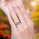 Art Deco Round Natural Stone Floral Ring